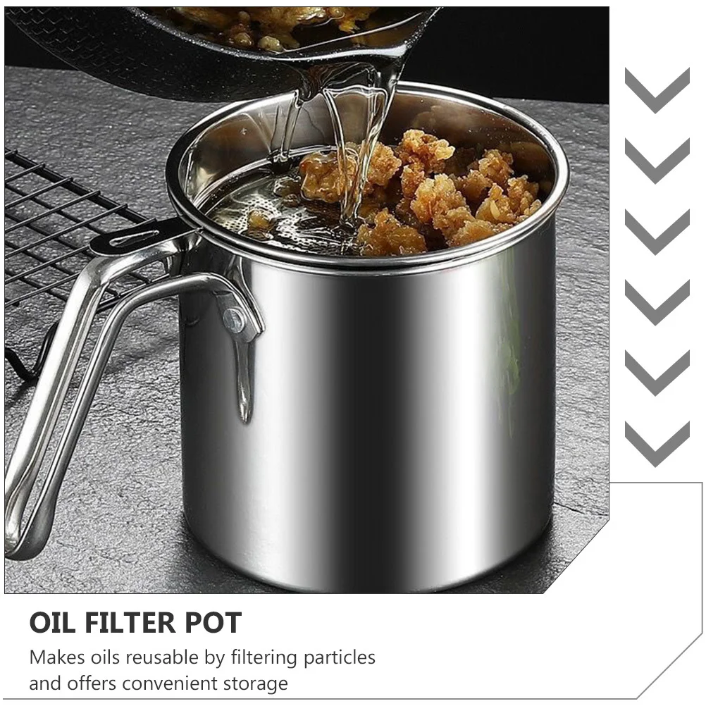 

1pc 304 Stainless Steel Strainer Pot Filter Storage Can For Cooking Oil Coconut Grease Reuse Kitchen Container Oil Storage Can