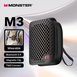 Monster Wearable Portable Bluetooth Speaker Magnetic Clip-on Bluetooth Sound Box TWS Stereo Pairing Wireless Portable Speakers