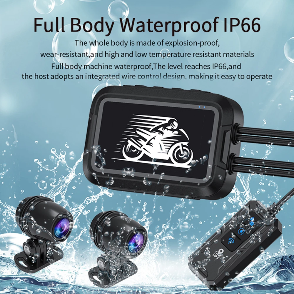 No Screen Full Body Waterproof Motorcycle Camera Recorder Front & Rear Dual 1080P Full HD WiFi GPS Motorcycle DVR Dash Cam Box