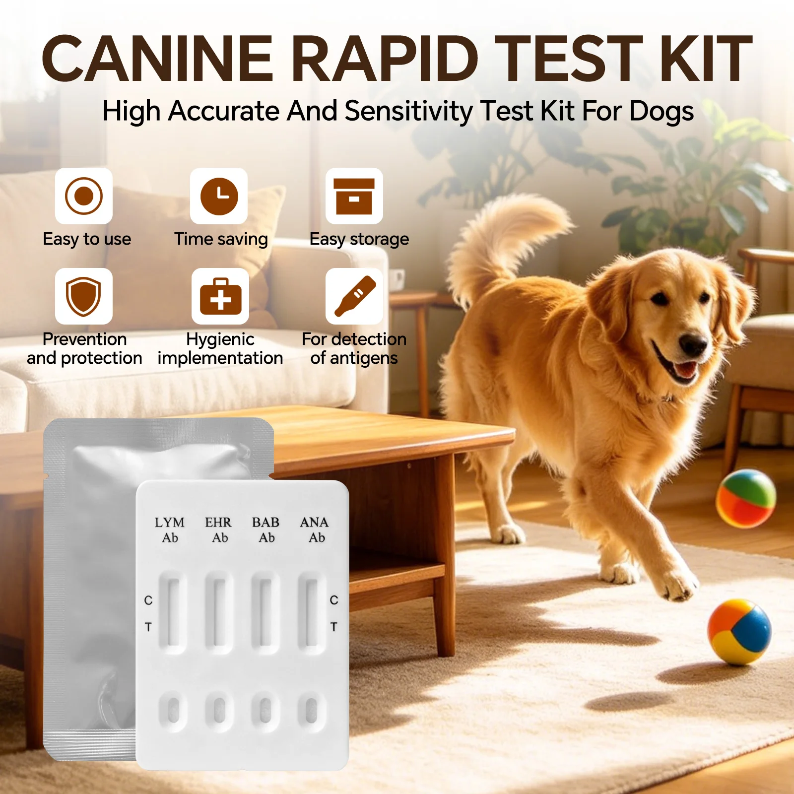 

Canine Ehrlichiosis Antibody/Anaplasma Antibody/Lyme Antibody/Babeisa Antibody/ (EHR /ANA /LYM /BAB Ab) Combo Rapid Test Kit