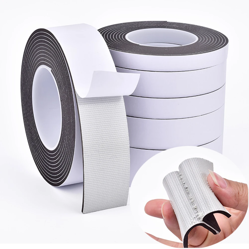 EVA Fiber Self-Adhesive Weather Stripping Tape, Foam Rubber Seal Strip For Door And Window Gap, Insulation, Soundproofing