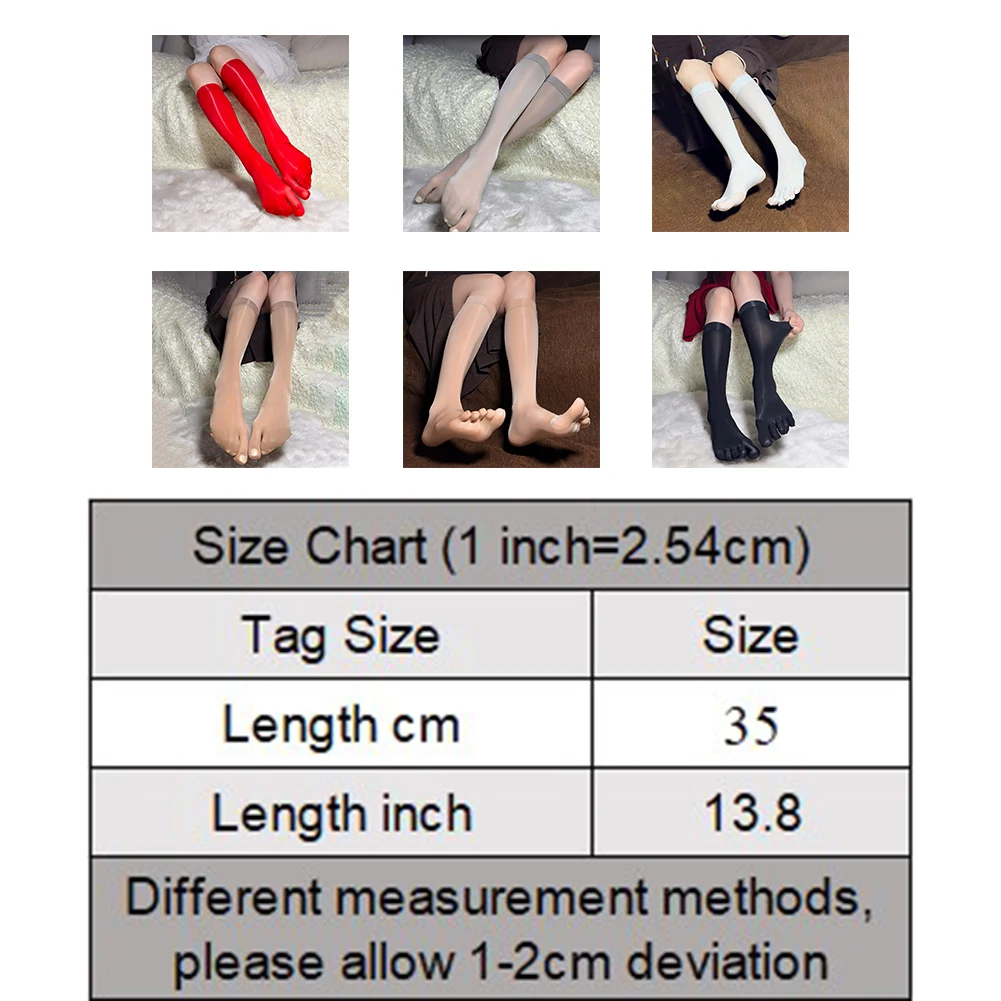

1 Pair Fashion Sheer Middle Tube Womens Sexy Oil Shiny Stockings Split Toe Sock Stretch Breathable Socks