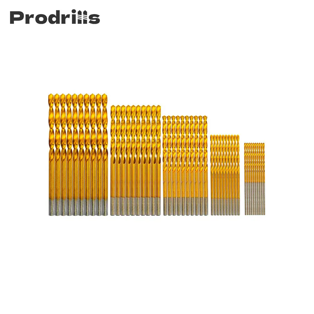 50PCS Titanium Coated HSS Drill Bit Set Titanium For Wood Plastic Twist Drill Bit Set 1/1.5/2/2.5/3mm