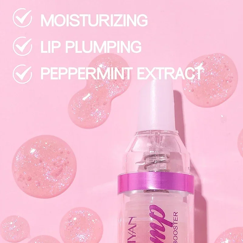 Agulha gorda lábio plumping booster brilho labial alto brilho plumper ligeiramente picante lábio mel perfuração lábio vidro cristal volume óleo labial