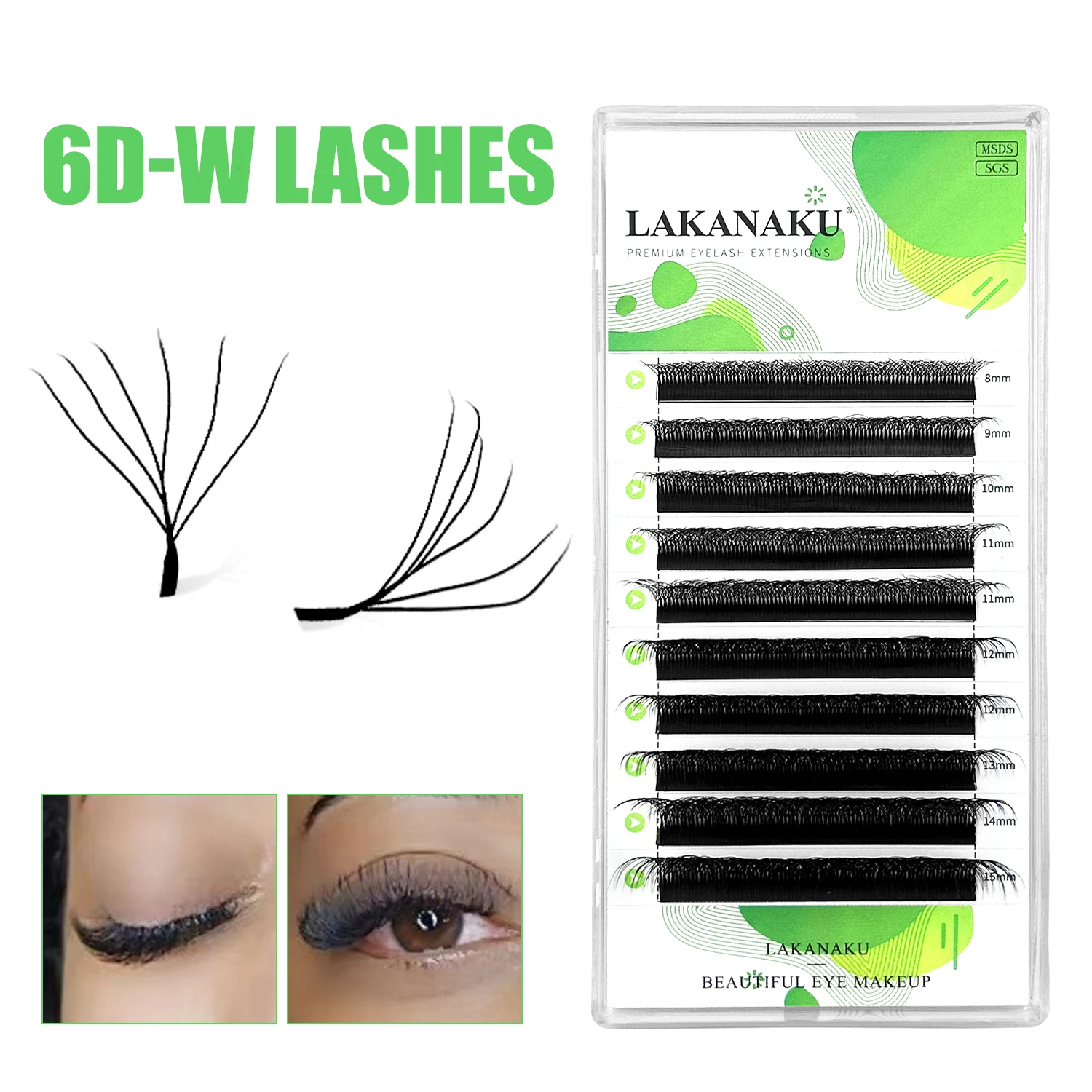 LAKANAKU 6D W Eyelashes Extensions Volume W Lashes Mega Cilios W 6D