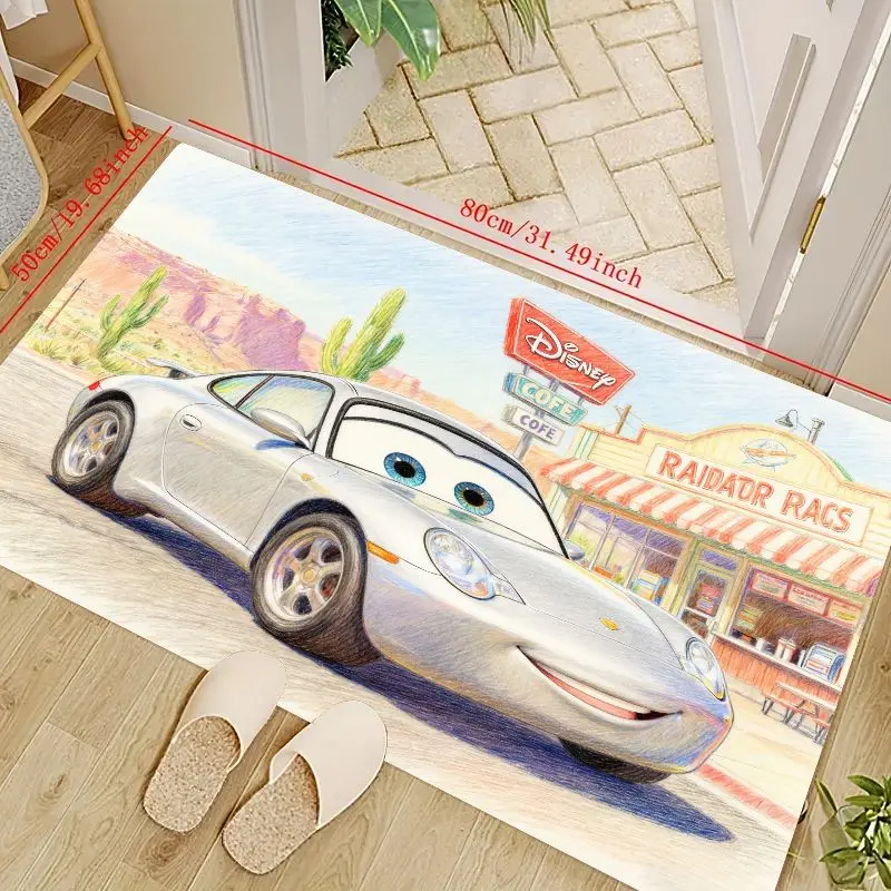 

1PC Disney Pixar Cars Sally Carrera Anime Cartoon Car Floor Mat, Kids Bedroom Living Room Decor, Non-Slip Soft Washable Area Rug
