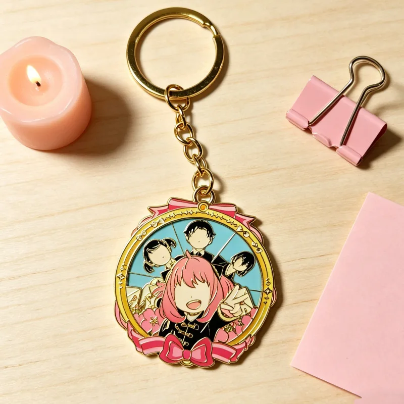 Spy x Family Anya Forger Loid Yor Rotating Keychain Badge Brooch Anime Manga Bag Charm Collectible Gift