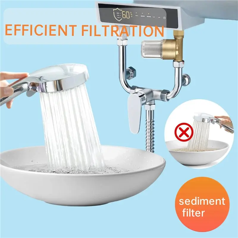 ABKS-Brass Reusable Water Filter, Sediment Filter For Washing Machine, Shower, Garden Hose Inline Washer