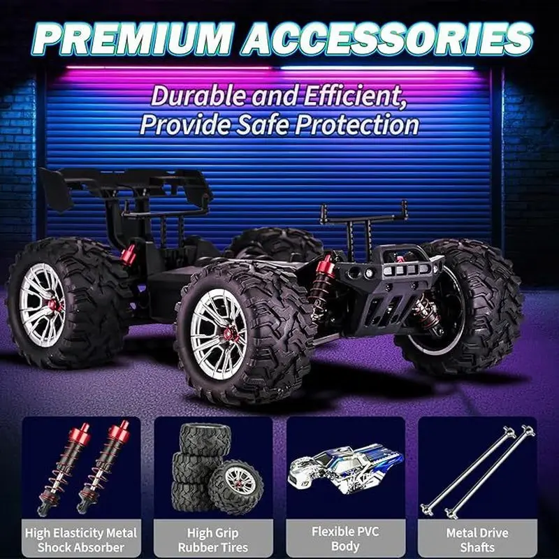 Kendaraan Off-Road Kecepatan Tinggi Penggerak Empat Roda Proporsi Penuh 1:16 dengan Lampu Lari Keren Balap Drift Pilihan Tiga Warna