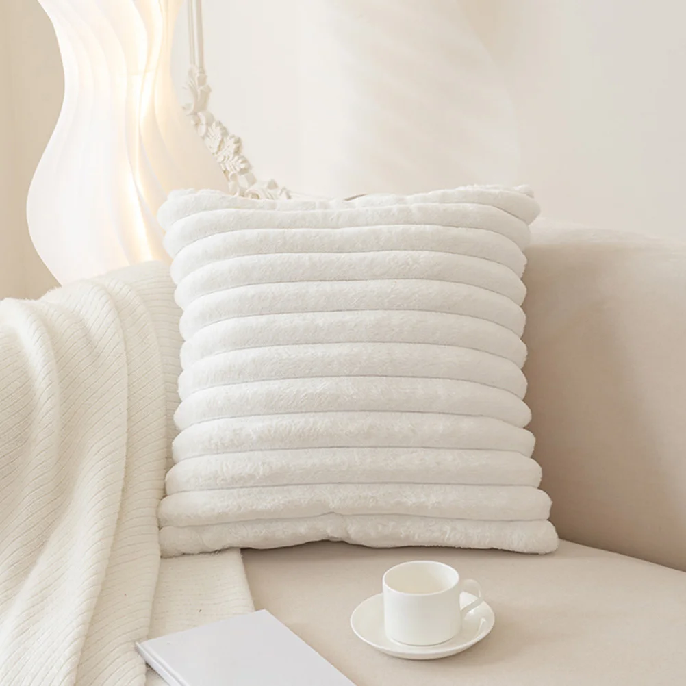 

2 Pcs 45x45cm Imitation Rabbit Hair Pillow Covers Decorative Cushion Cases for Sofa Living Room Comfortable Washable Home Office