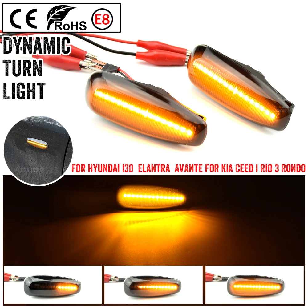 For Kia Pro Ceed Estate Rio III Hyundai Elantra I30 Dynamic Flowing LED Turn Signal Light