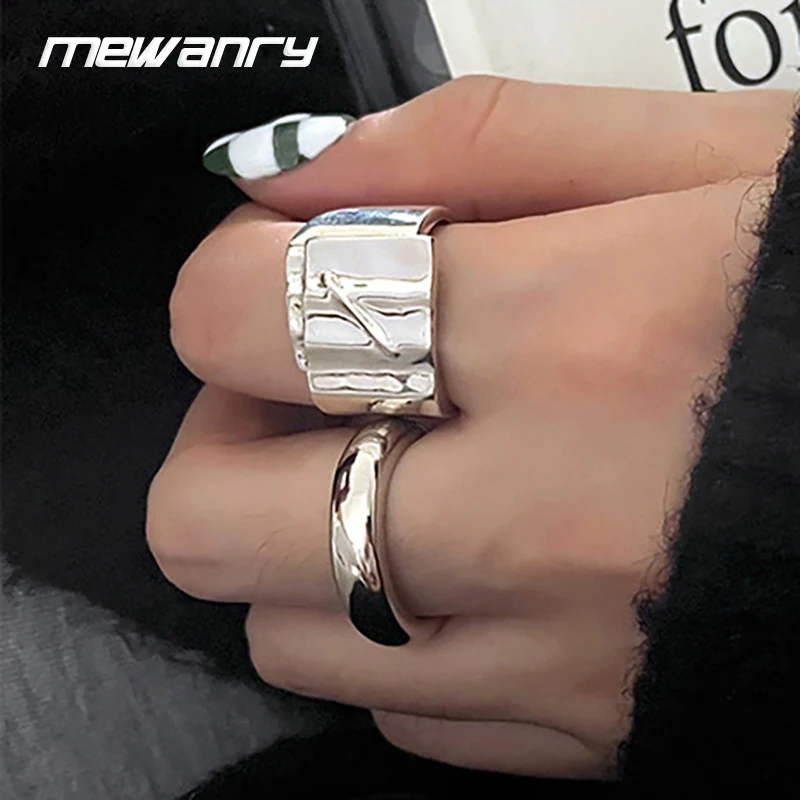 Foxanry Minimalist Silver Color Finger Rings per le donne coppia New Fashion Vintage Geometric Handmade Birthday Party Jewelry Gift