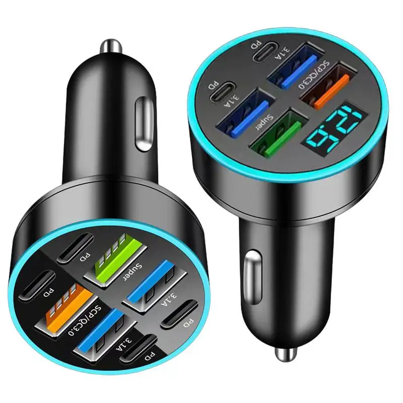 USB Car Charger 66W USB Charger With Multi-Port Multifunctional Car Charger Block Phone Fast Charger For Charging Multiple