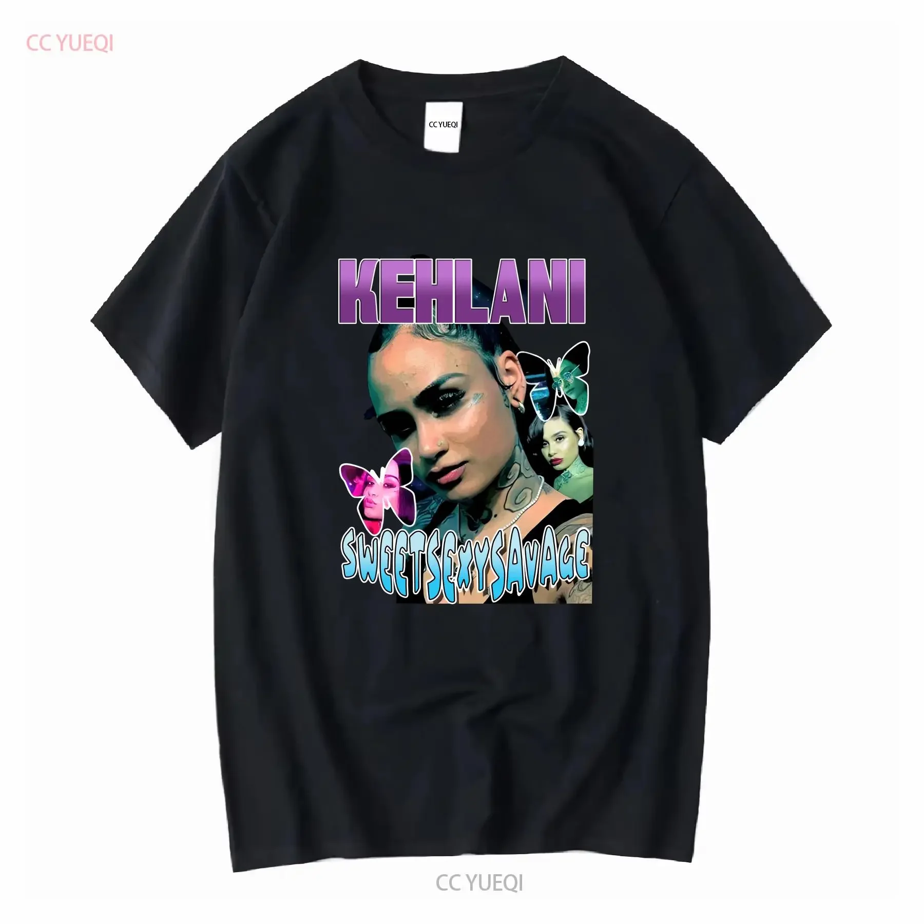 Kehlani Heavy Blend Camiseta con cuello redondo y mangas largas o cortas, ropa de diseñador con gráficos lavados vintage, moda informal