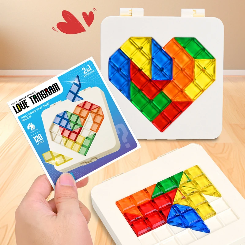 IQ Love Heart Shaped Puzzle Game 120 Challenges Board Game Children Educational Learning Toys Intellectual Development