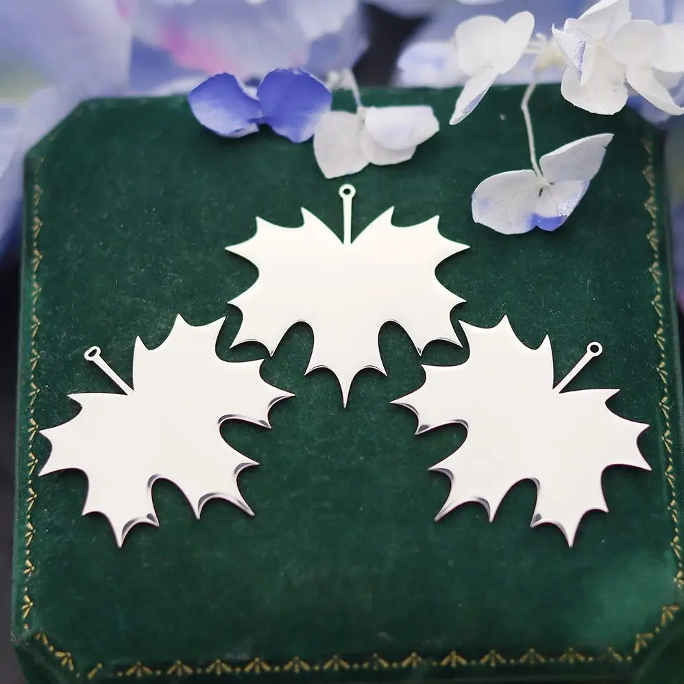 

3pcs Vintage Maple Leaf Charm DIY Earrings Stainless Steel Pendant for Jewelry Making Tassel Bracelets Girl Craft Plant Leaves