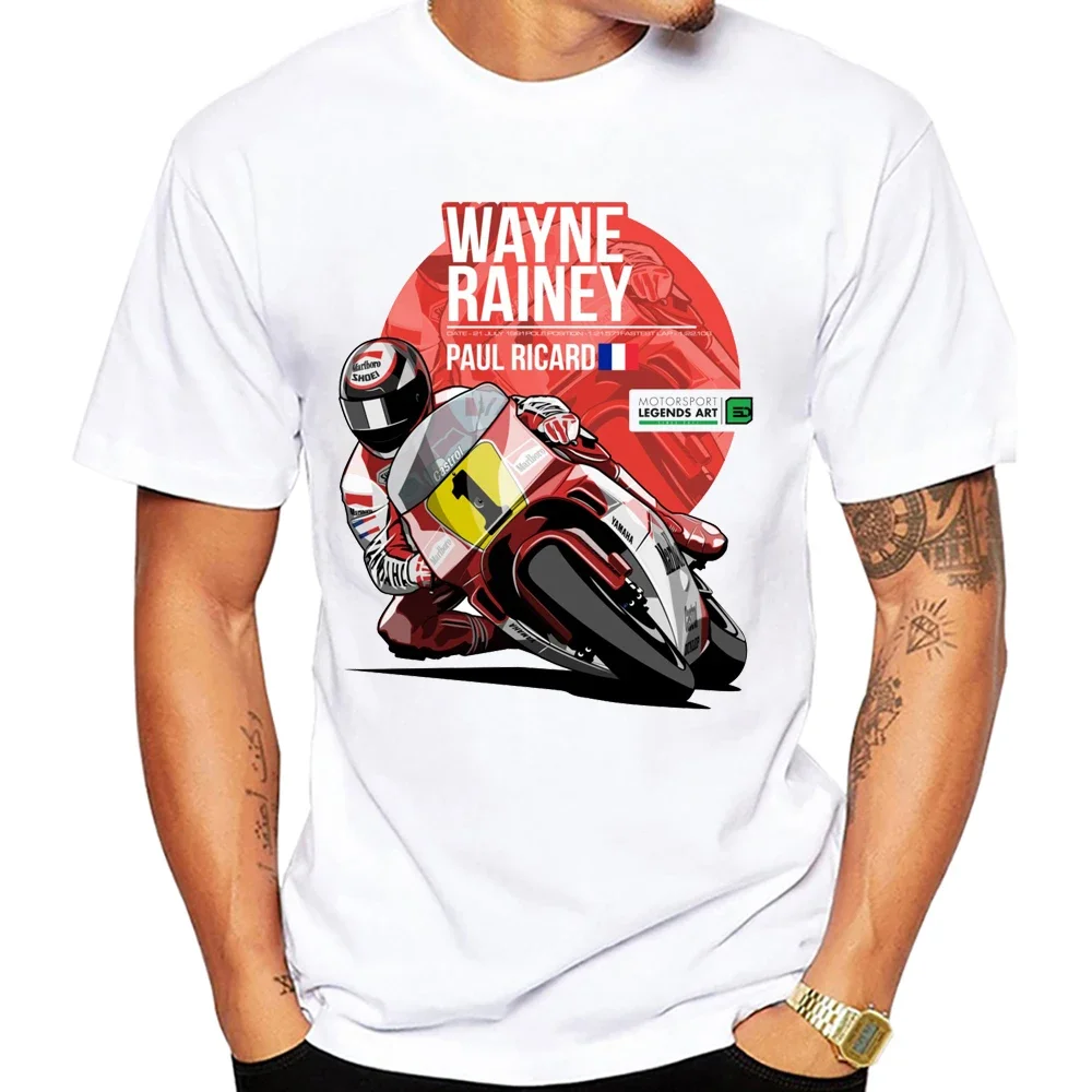 Wayne Rainey World 500cc GP T-Shirt Summer Men Short Sleeve GS Adventure Sport Casual White Tops Legeng Motorcycle Rider Tees