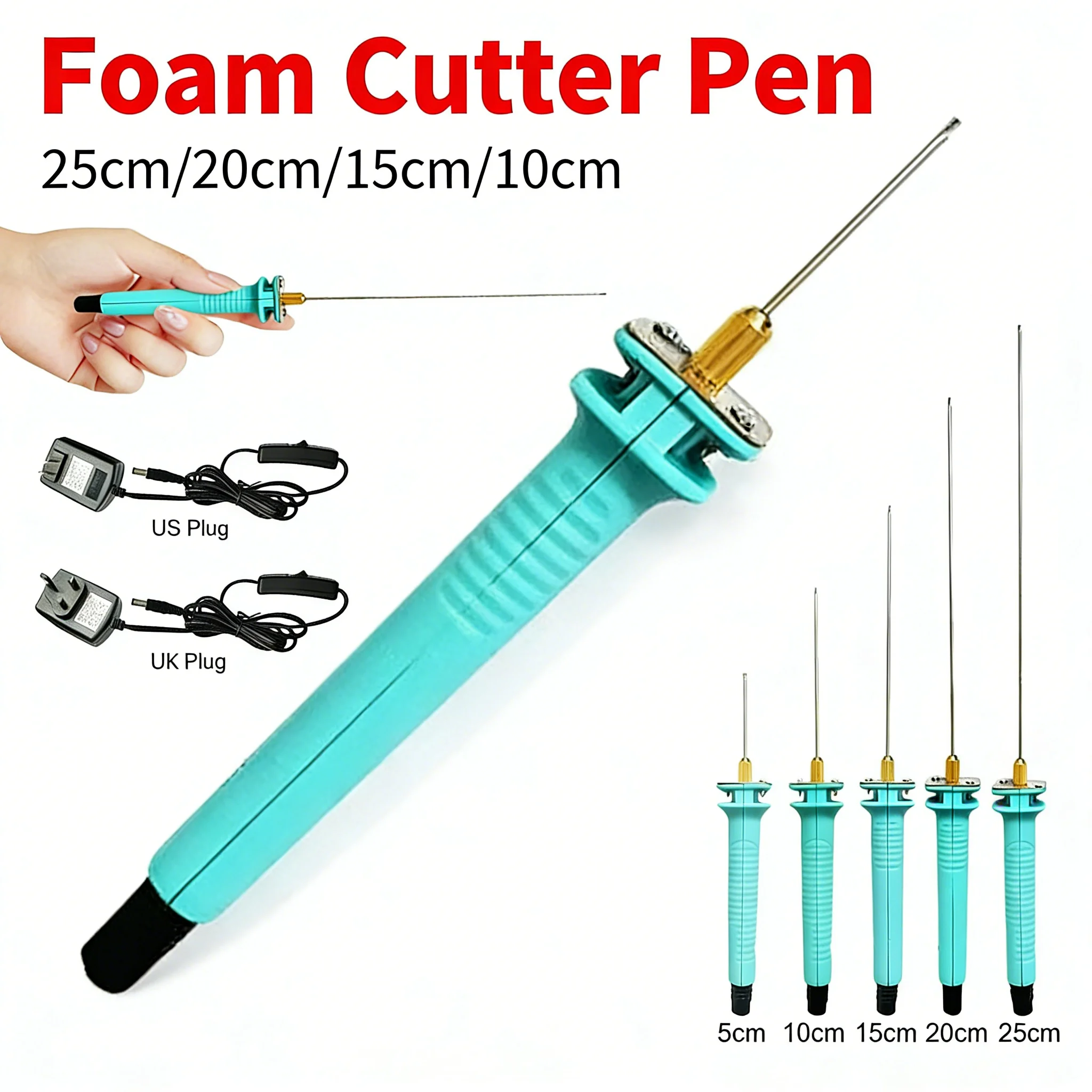 Bolígrafo cortador de espuma de 25cm/20cm/15cm, herramienta de corte de espuma eléctrica, bolígrafo cortador de alambre caliente ligero, calentamiento rápido para corte de espuma de poliestireno