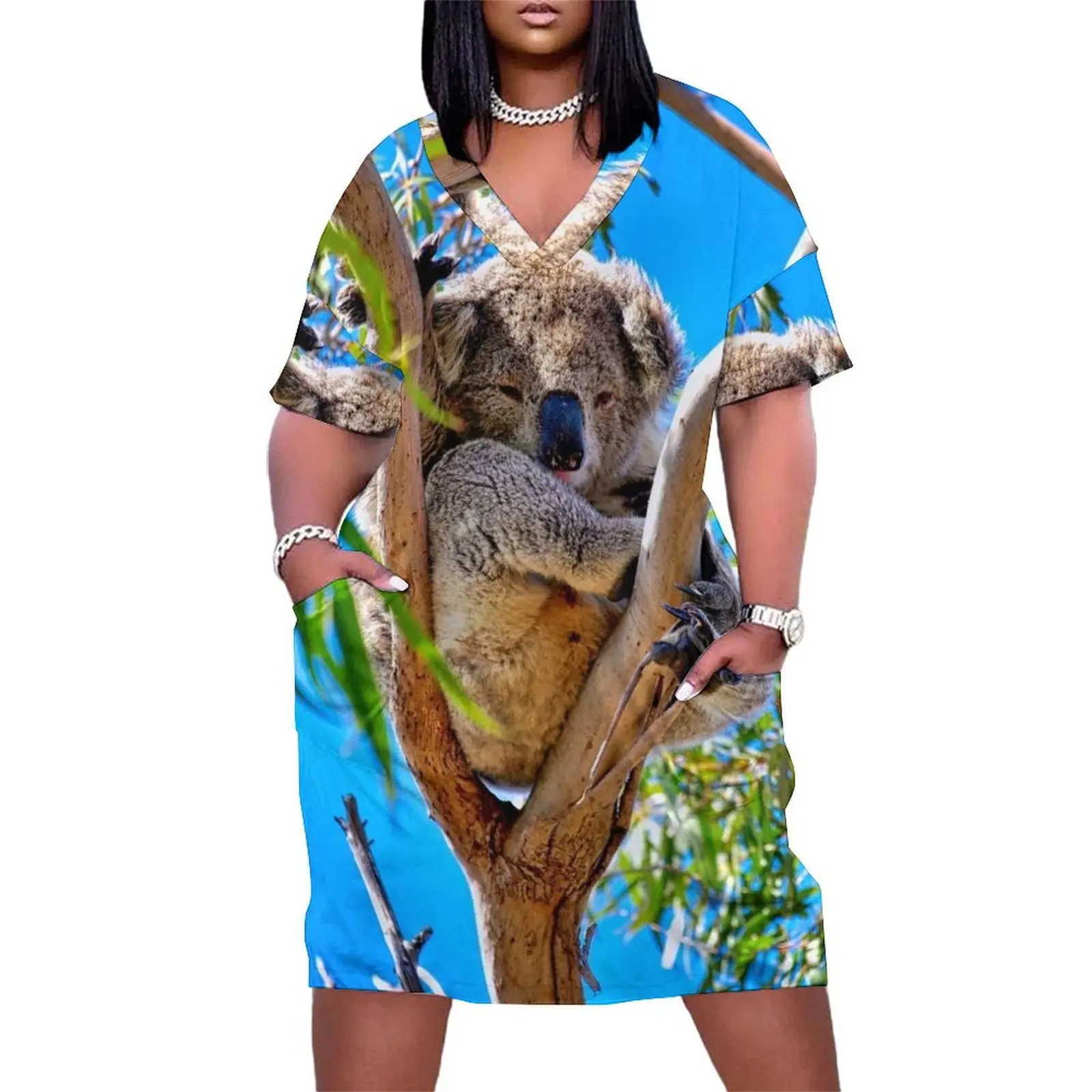 Lovely Australian Koala Bear Loose Pocket Dress beach dress Prom gown Aesthetic clothing