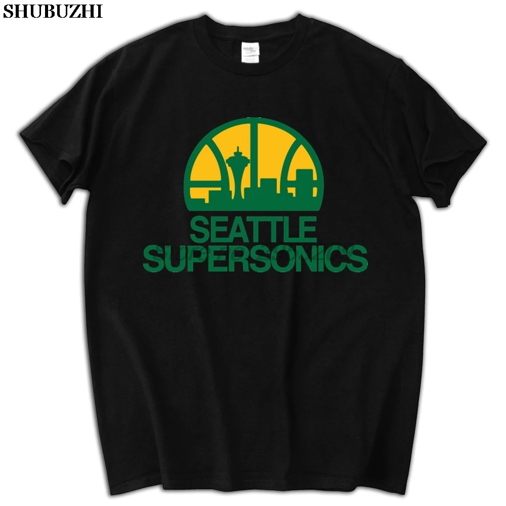 Seattle Supersonics T-shirt cotton Fashion Brand t shirt men new high quality brand euro size tee-shirt