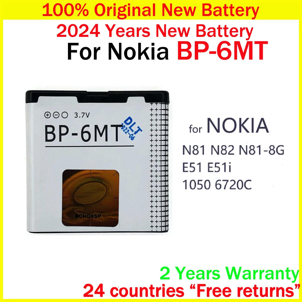 New Original Battery 1050mAh BP-6MT BP6MT Rechargeable Battery For Nokia N81 N82 N81-8G E51 E51i 6720 6720C BP 6MT