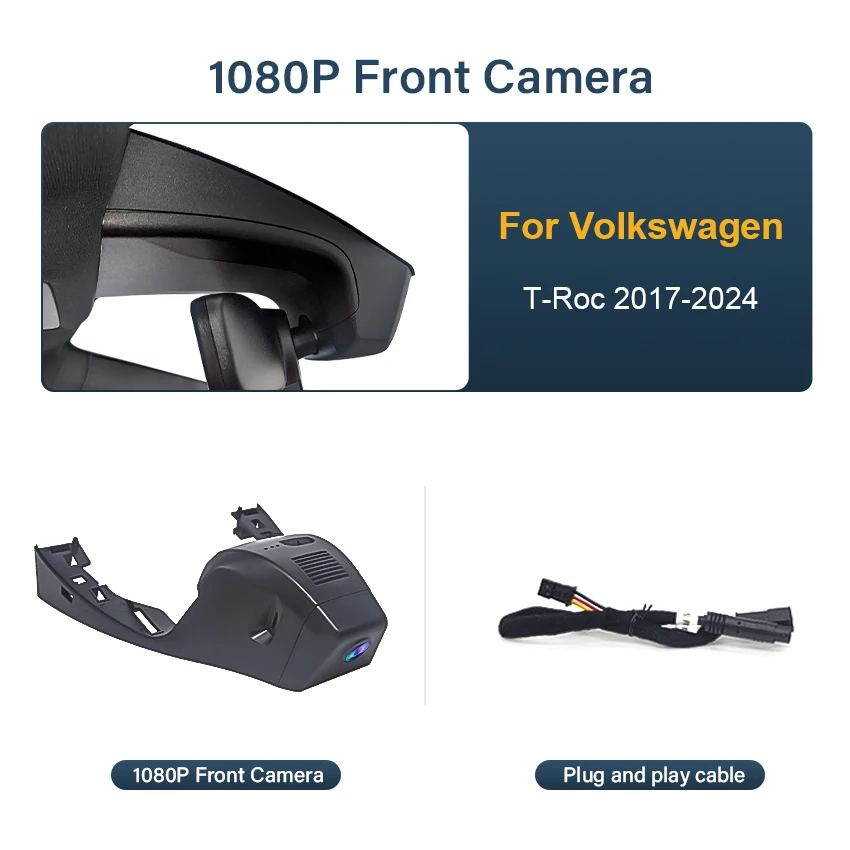 Voor VW Volkswagen T-Roc T Roc Troc 2017-2024, Plug en Play 4K Dashcam Wifi Dash Camera Dash Cam voor Auto Voertuig Video Recorder - afbeelding 1