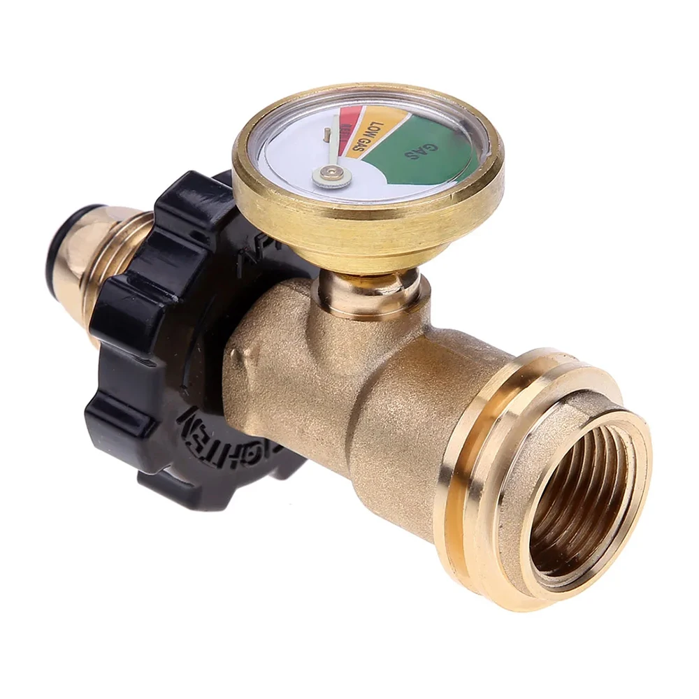POL Propane Gas Gauge Meter Tank Type1 Propane Tank Adapter Universal Pressure Gauge Connector for QCC1 Built-in Leak Detector