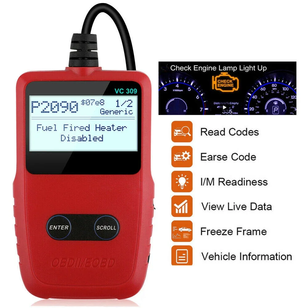 

ANCEL VC309 OBD2 проверка неисправностей двигателя автомобиля автоматический считыватель кодов диагностический сканер инструмент для Ford автомобильный EOBD OBD2 сканер