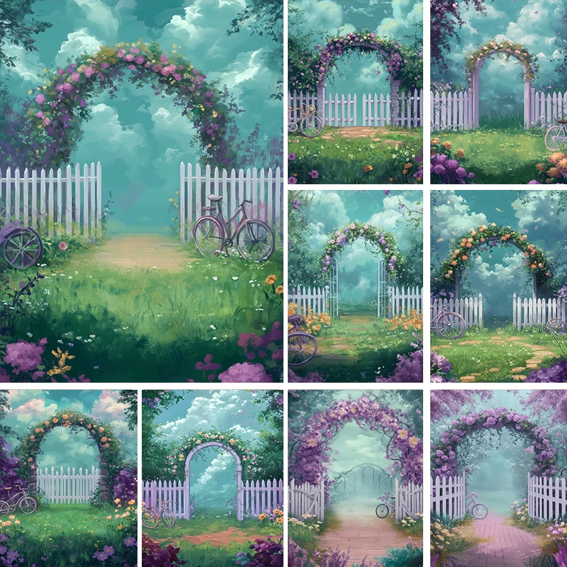 

LS Spring Garden flowers Path Backdrops Kids Baby Birthday Cake Smash Photocall Decors Child Adult Wanderland Backgrounds