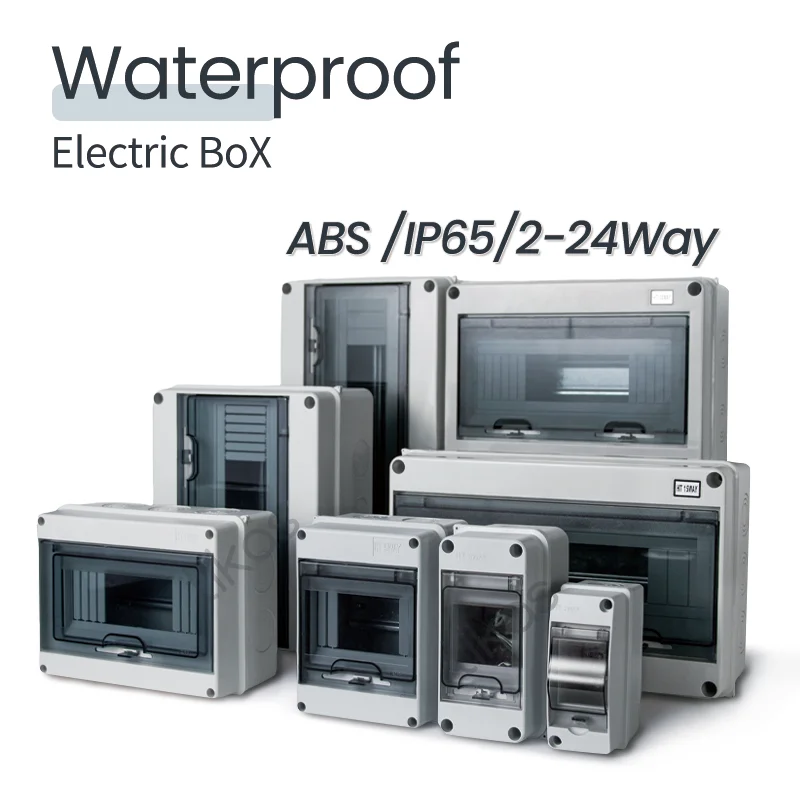 Caja de interruptor de CC de distribución impermeable IP65, 2/3/5/8/12/15/18/24 vías, PC/ABS, caja de conexiones solares MCB eléctrica de plástico para exteriores