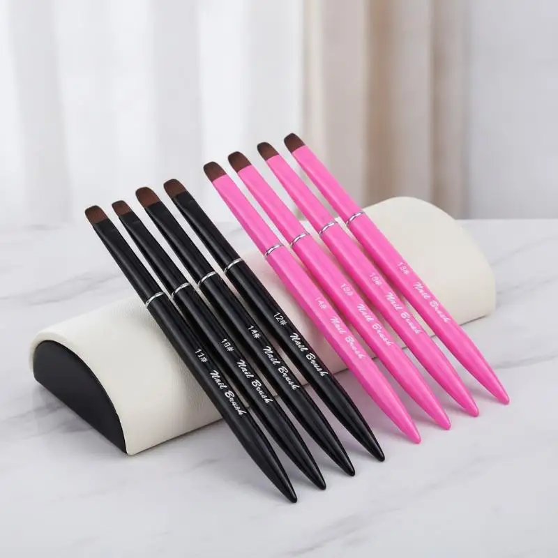 2Pcs 3 In 1 Acrylic Gel Nail Brush French Style Soft Bristle Nail Cleaning Tool for Home Salon Use