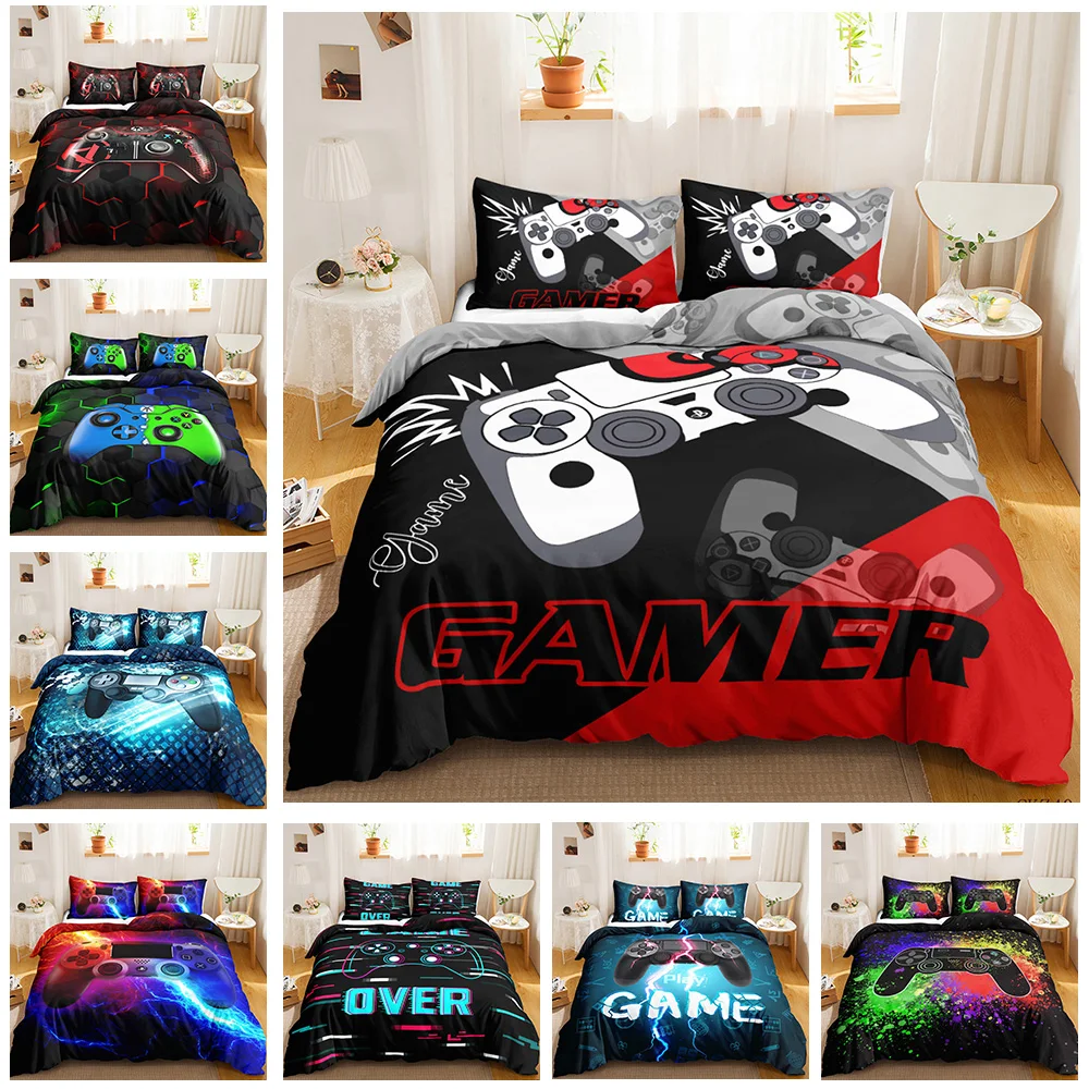 

Gamer Bedding Sets For Boy, Gamepad Controller Duvet Cover Set King Size,Video Games Home Decor Comforter Cover For Teen Bedroom