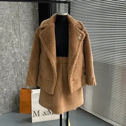 New Teddy Bear Real Fur Short Coat Women Commemorative Jacket Embroidery Loose Warm Skirt Fur Suit Female Tide Fit Autumn Winter