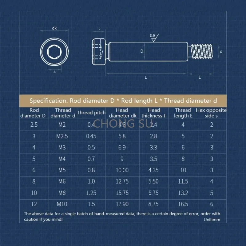 304 Rvs Plug Inbusbouten Rollager Profiel Schouder Bouten M2 M2.5 M3 M4 M5 M6 M8 M10
