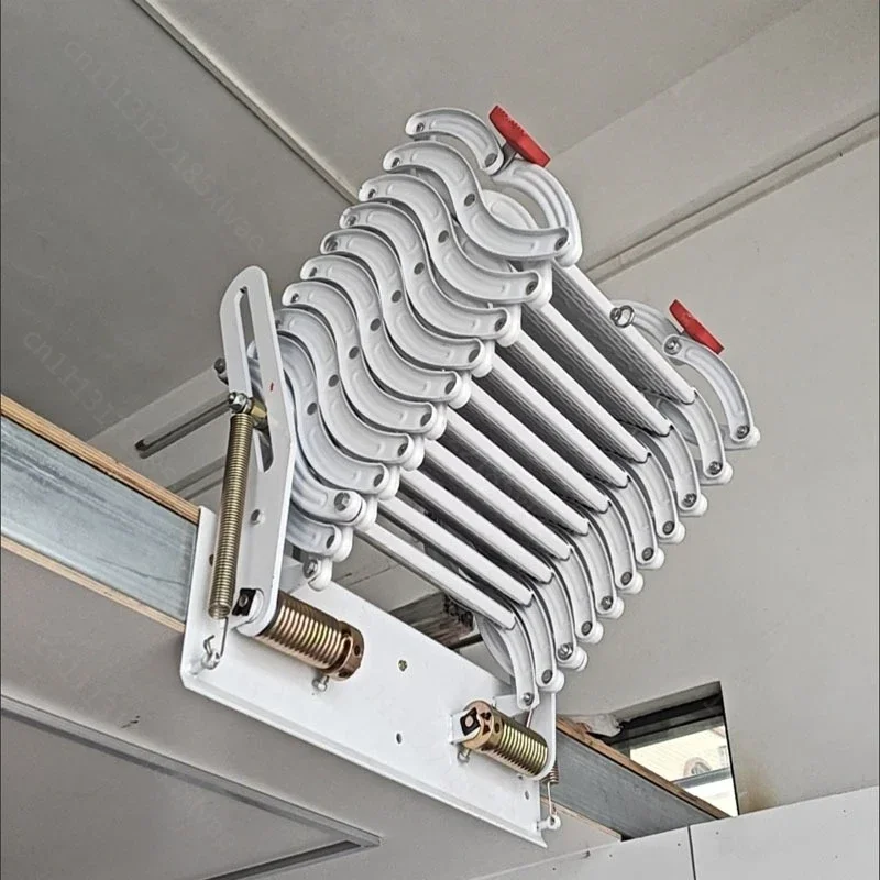 (default White)Retractable Wall-mounted Indoor and Outdoor Multi-functional Folding Household Lift Invisible Ladder Direct