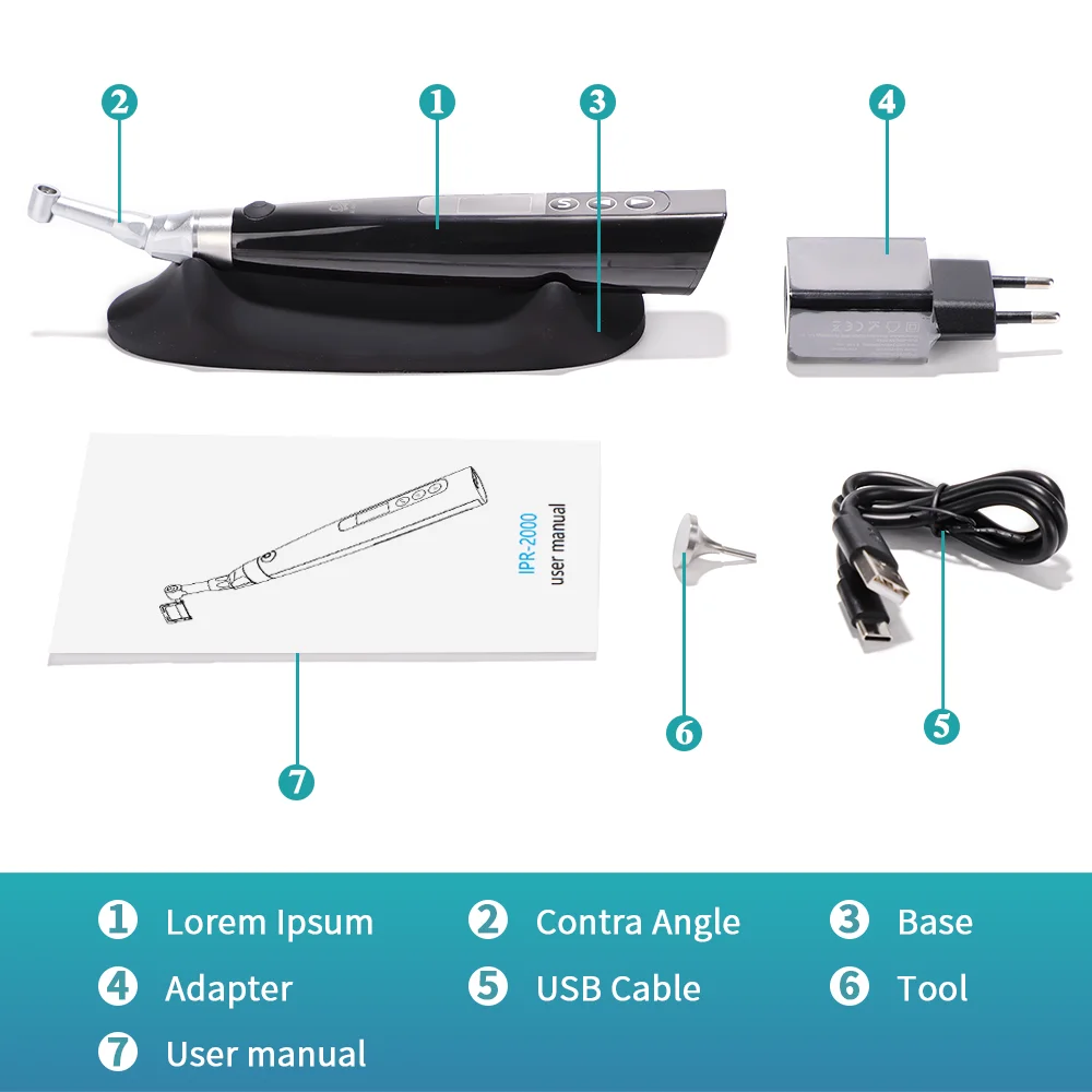 

Dental Electric Orthodontic Handpiece 360° Ratation Vertical Reciprocating Contra Angle Faster Charge New Design AI-EVA-MT7