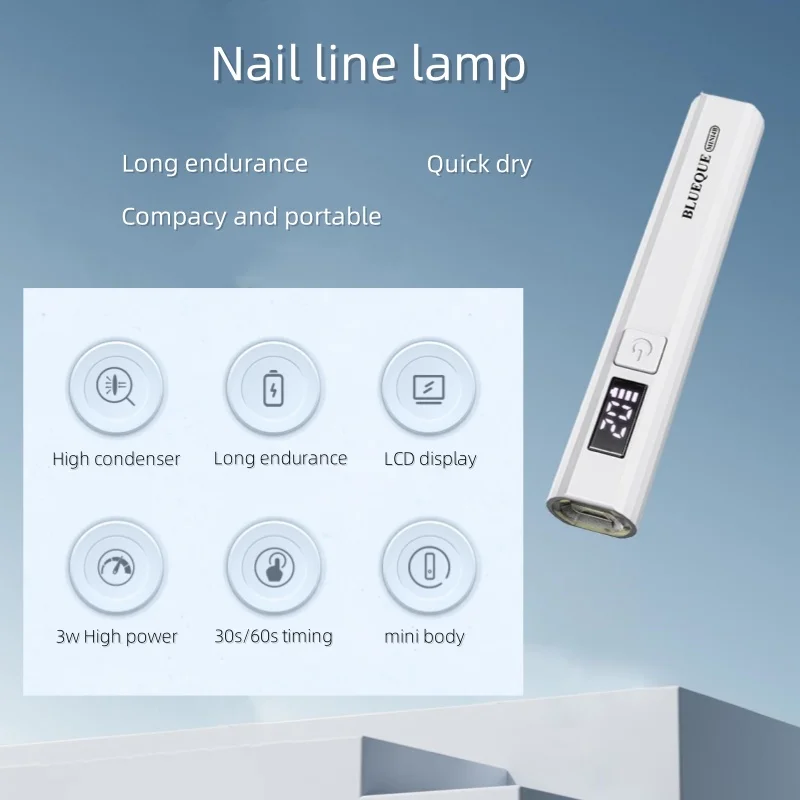 توقيت عرض المحمولة المحمولة مصباح مسمار صغير الأسرة سريعة الجافة مصباح يدوي القلم قابلة للشحن آلة مجفف الأظافر الأشعة فوق البنفسجية Led مسمار مصباح
