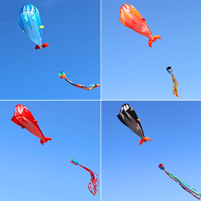 จัดส่งฟรีขนาดใหญ่Kite Dolphin KiteไนลอนKite Line Animated Kites Flying Inflatable Drag Kite Flying Kitesของเล่นสําหรับเด็ก