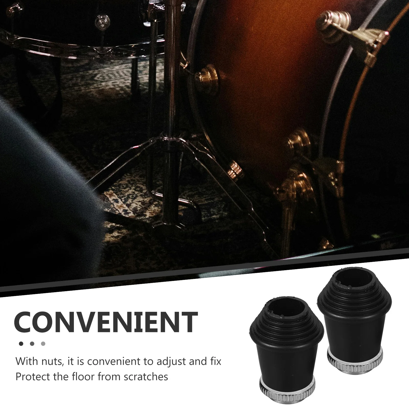 

2Pcs Rubber Feet Pads for Drum Stand Heavy Duty Non-Slip Black Cushions Fit Snare Bass Drum Leg Sleeves Replacement Parts
