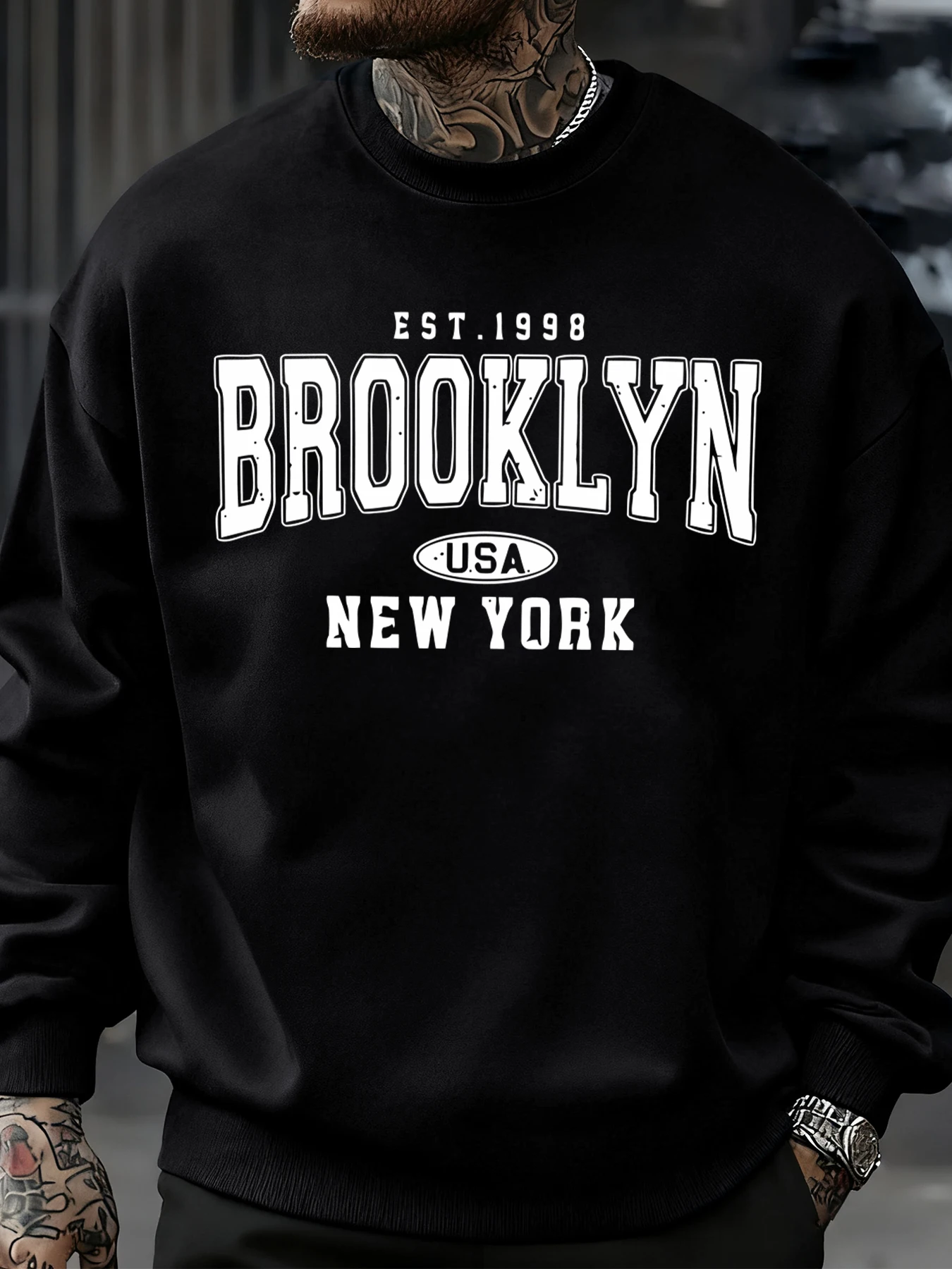 26 Brooklyn New York Usa Print Herren-Sweatshirt Street-Fashion Pullover Fleece Herbst Locker Sitzende Oberteile Lässige Rundhals-Kleidung Unisex – Detail 12