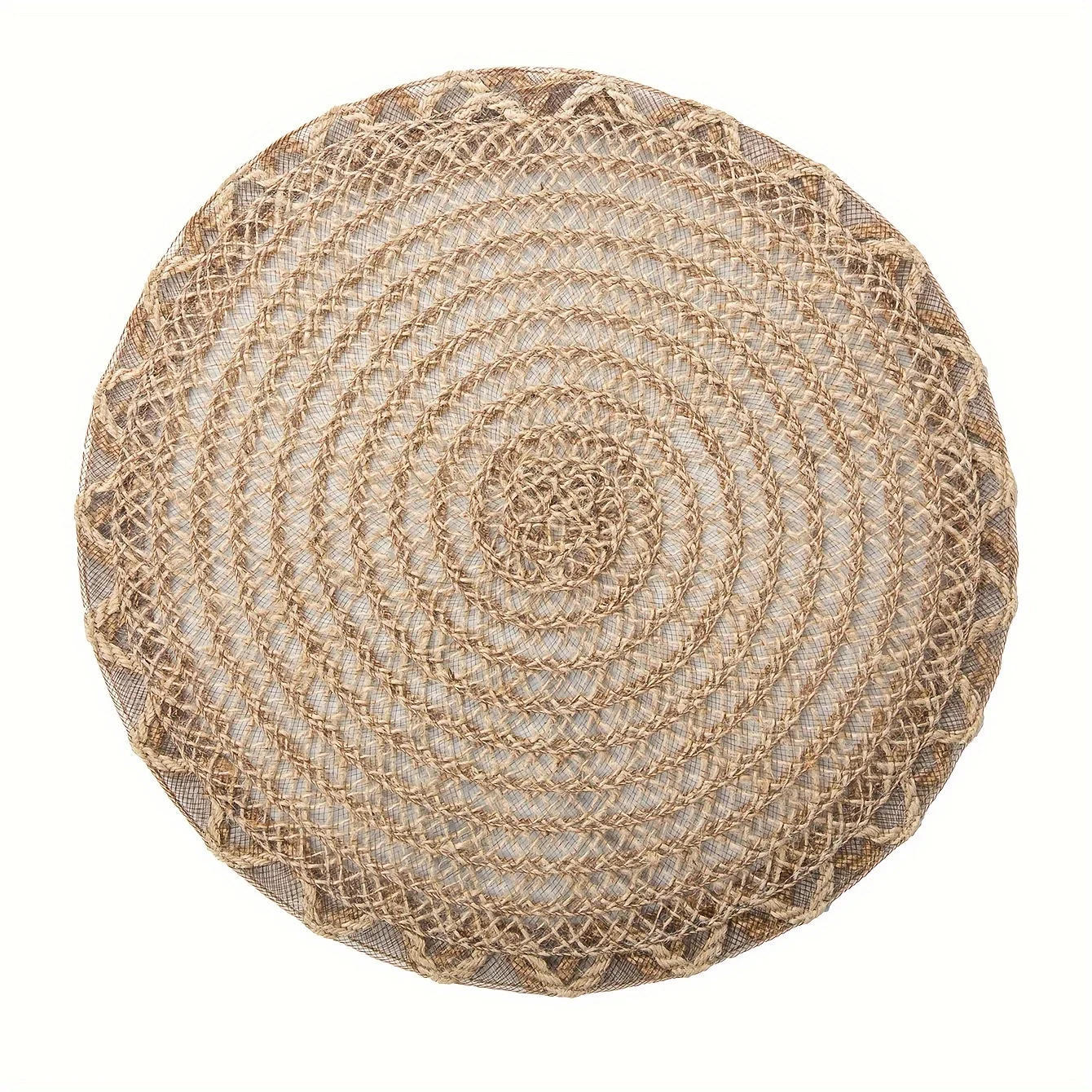 4pcs Farmhouse Burlap Placemats Wave Edge Weave Design Non-Slip Table Mats for Dining Decoration Natural Jute Material