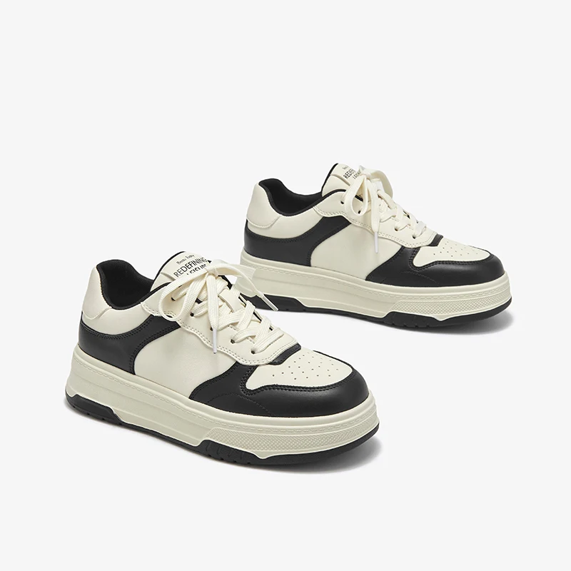 BEAUTODAY Casual Sneakers Women Genuine Leather Mixed Colors Round Toe Lace-up Thick-sole 2023 Ladies Shoes Handmade 29719