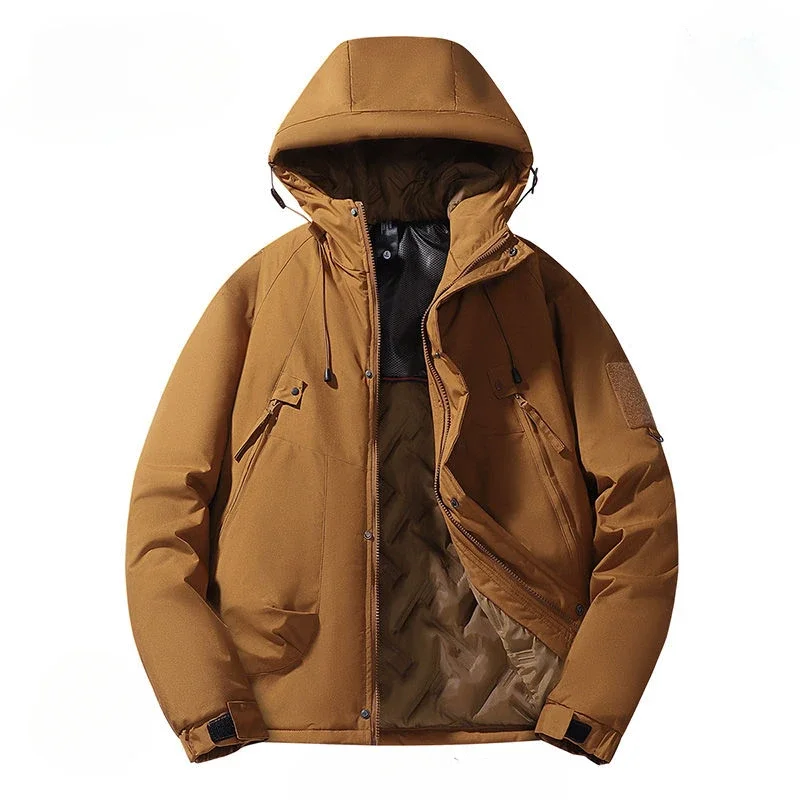 Winter Jackets Men Windproof Windbreaker Hooded Parkas Warm Thick Cotton-padded Coat Outdoor Outerwear Snowwear Long Sleeve Tops