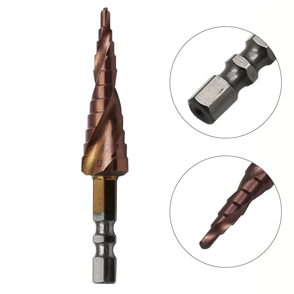 Imagem -05 - Passo Broca 313 mm Polegada Hex Haste Hss-co M35 Cobalto Brocas de Dois Gumes Espiral Sulco Escada para Trabalhar Madeira 1pc