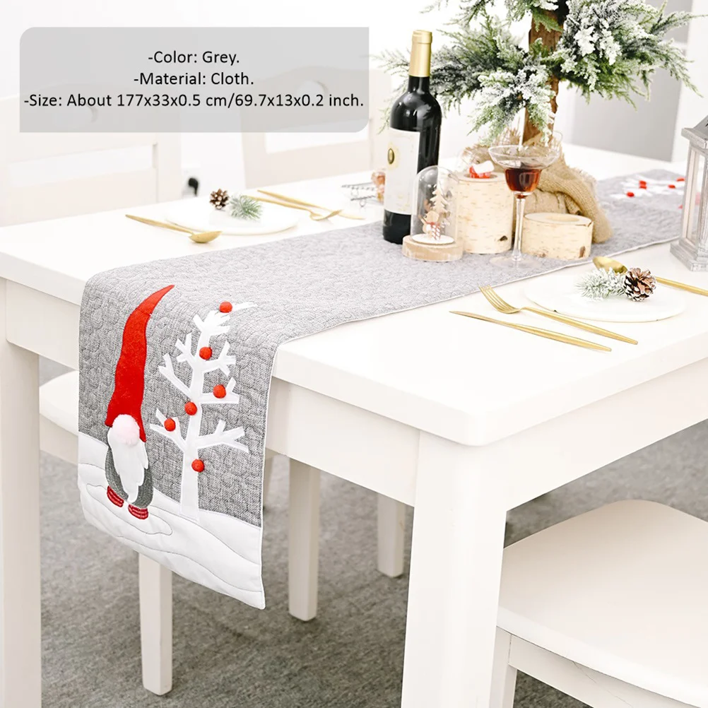 Tablecloths Faceless Runner Dinning for Christmas Household Dining Decor Grey