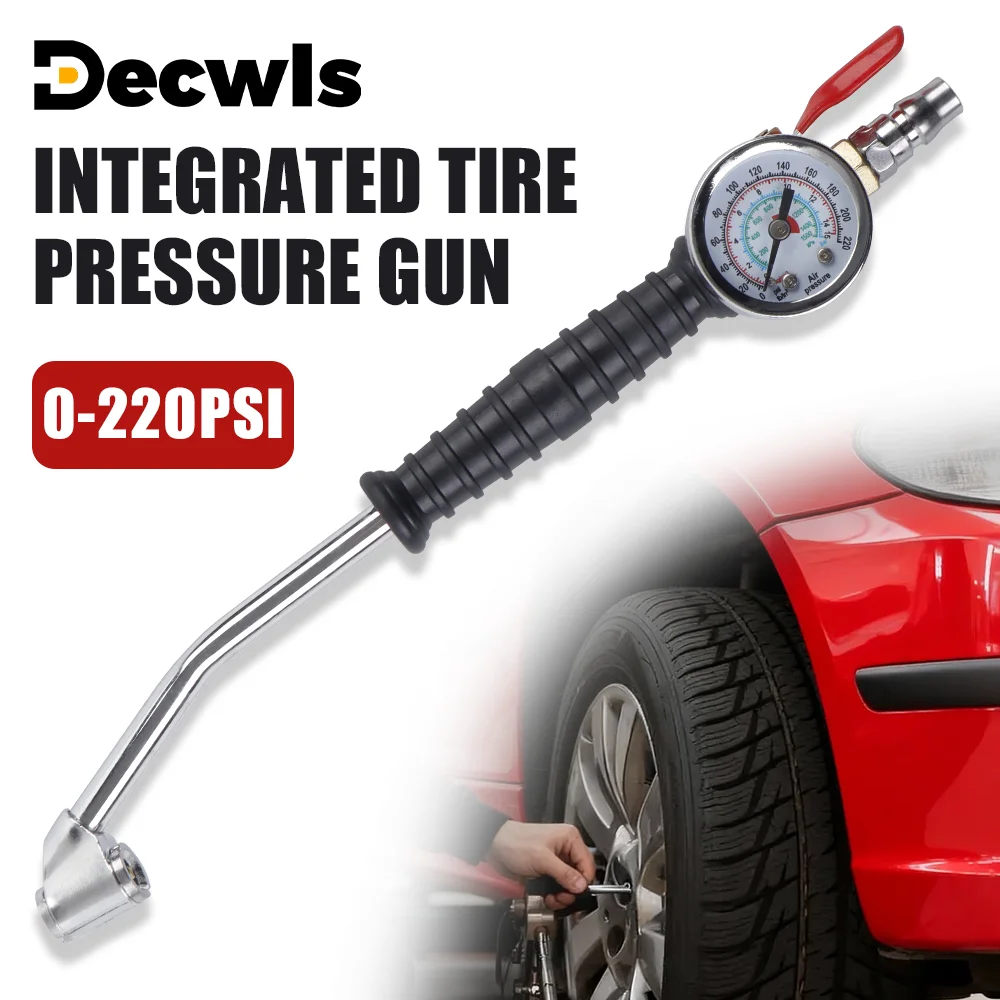 

220psi Tire Inflator Pump, Inflator Bar Universal Tire Pressure Monitoring Gauge Extended Inflator Nozzle, For Cars/Suv/Bicycles