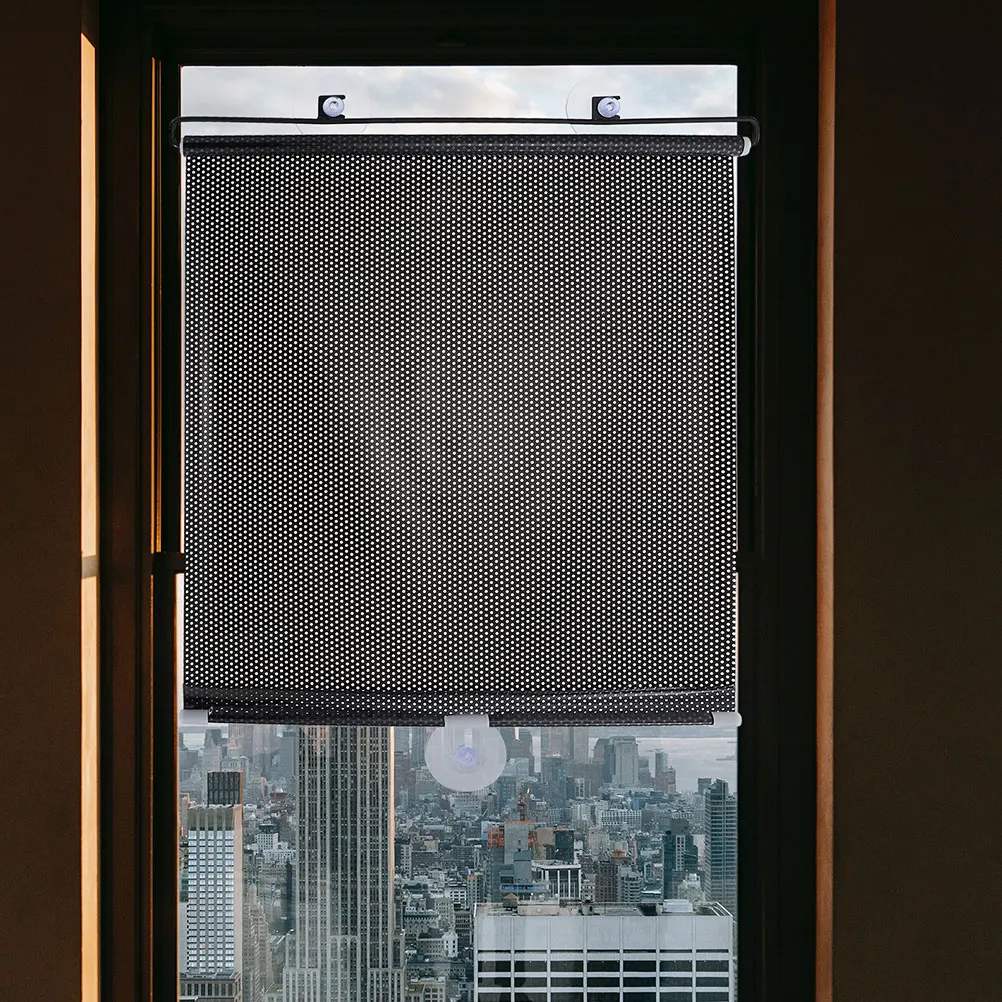 

1 set Blackout Roll-Up Window Shade Wear-Resistant Pvc Suction Cup Curtain For Indoor Balcony Kitchen Sunshade Retractable
