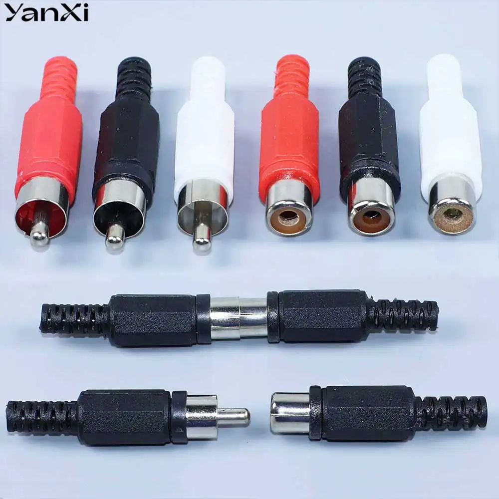 YanXi 5-30PCS RCA Male Female Plug AV Lotus Audio Socket Connector With Plastic Shell Welding Adapter For Audio Video Speaker