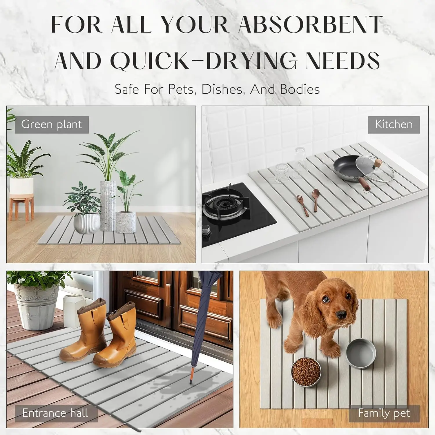 Extra Large Non-Slip Diatomite Bath Mat, 31x23.5 Inch Quick Dry Stone Mat for Bathroom Kitchen Pet