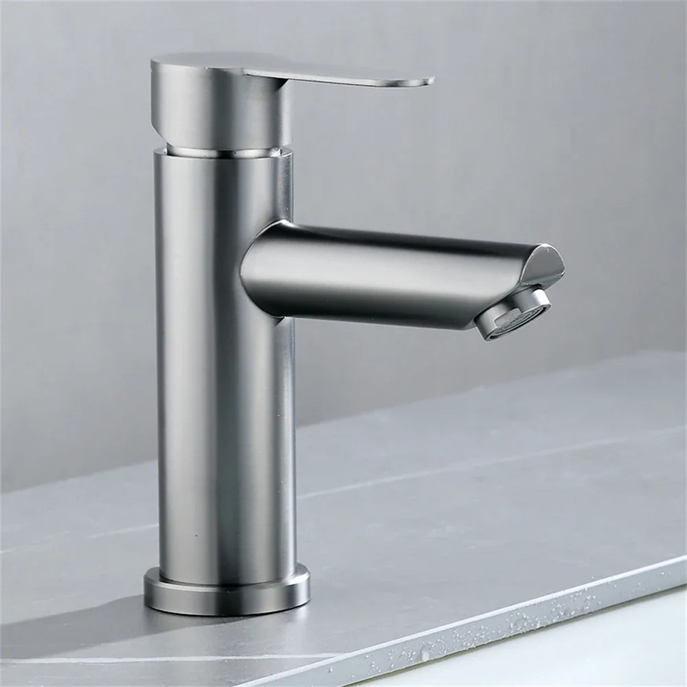 Kitchen Faucet Stainless Steel Hot and Cold Water Tap Single Handle Water Taps Bathroom Basin Countertop Sink Faucet Accessories